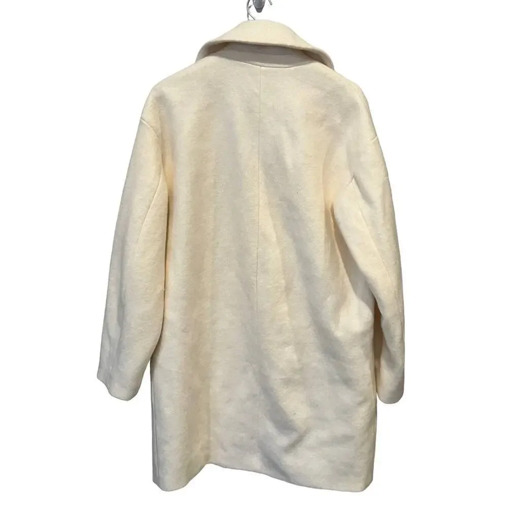 Something Navy Women Double Breasted Jacket in Ivory Size Large
